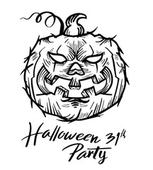 Pumpkin drawn with Halloween