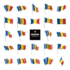 Romania flag, vector illustration on a white background