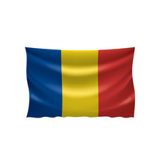 Romania flag, vector illustration on a white background