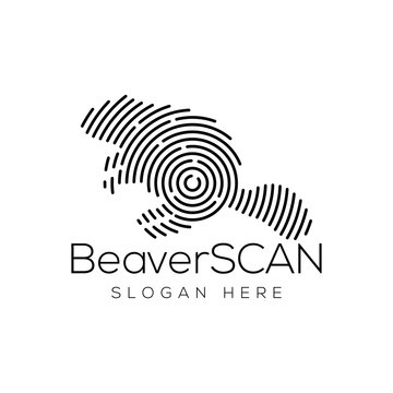 Beaver Scan Technology Logo vector Element. Animal Technology Logo Template