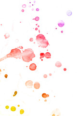 Red and purple drops watercolor paint background.
