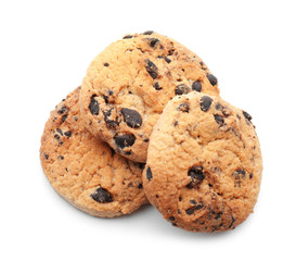 Sweet tasty cookies on white background