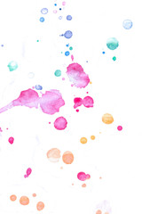 Colorful drops watercolor paint background.