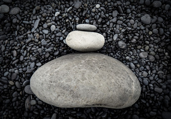 Black pebbles on Icelandic beach