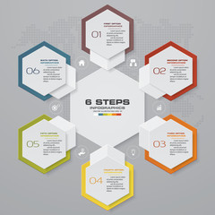 6 steps modern chart infographics elements.Vector illustration.