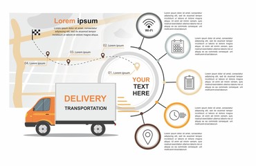 Orange Cargo Delivery Business infographic with transport