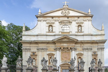 Obraz premium Facade of Church of San Pedro and San Pablo in krakow, Poland