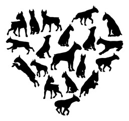 Bull Terrier Dog Heart Silhouette Concept - obrazy, fototapety, plakaty