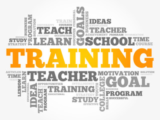 TRAINING word cloud collage, education concept background