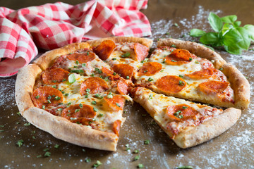 Pizza with pepperoni