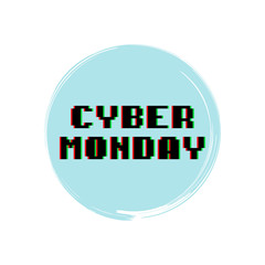 Icono plano CYBER MONDAY color en forma circular azul en fondo blanco