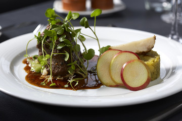 Steak gourmet with sauce and vegetables 2