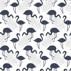 Fototapeta na wymiar Flamingo Birds Seamless pattern. Tropical Background