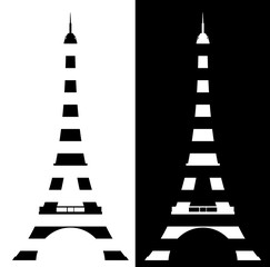 eiffel tower made of black and white stripes - symbol of France and Paris vector design set