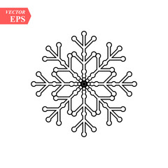Snowflake icon. Flat vector illustration in black on white background. EPS 10