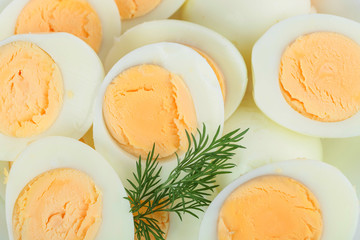 Boiled eggs with dill .