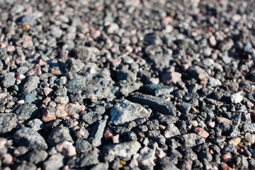 Crushed stone on the road