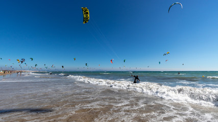 Kitesurfers in Tarifa.