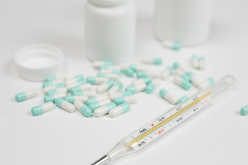 Assorted pharmaceutical medicine pills, tablets and capsules