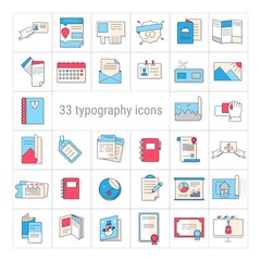 printing house flat icons. typography flat icons.