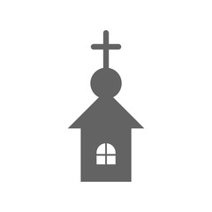 Christian church, chapel with cross flat icon