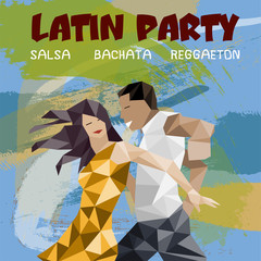 Salsa party illustration with dancing couple