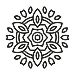 Simple Mandala Shape for Coloring. Vector Mandala. Floral. Flower. Oriental. Book Page. Outline.