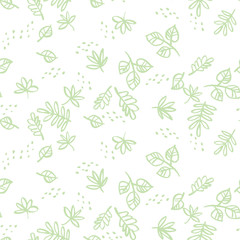 Simple green leaves seamless pattern.