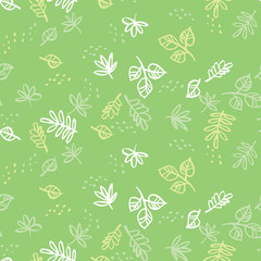 Simple green leaves seamless pattern.