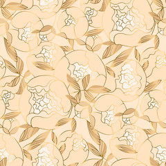 Fototapeta premium Ivory and beige luxury floral seamless pattern.