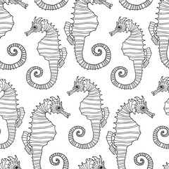 Vector background of decorative sea horses