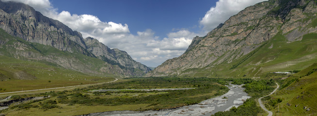 Fototapeta na wymiar mountain river, gorge, summer, mountains, high resolution, panorama