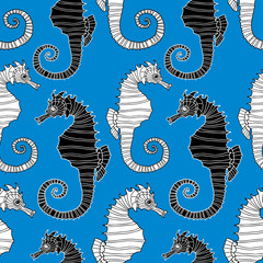 Vector pattern of the decorative sea horses