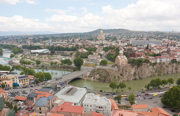 Top view of the historical center of Tbilisi from Narikala fortress. Tbilisi is the capital of Georgia