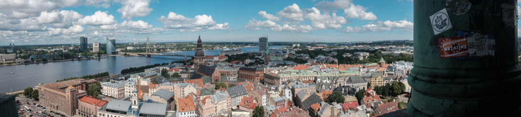 Naklejka na ściany i meble Panoramic view of Riga Latvia From Above