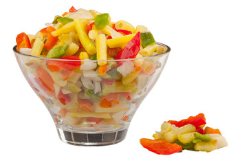 Fresh mixed vegetables in bowl on white. Isolated with clipping path. Djuvec