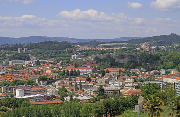 Fototapeta na wymiar View of the city Guimaraes from Mount Penha