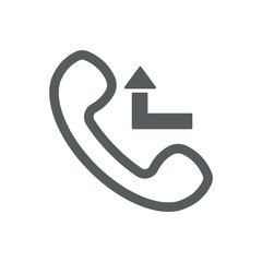 Missed call icon with outline handset and arrow