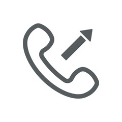 Outgoing call icon with outline handset and arrow