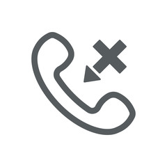 Outline Handset flat vector icon set with cross.