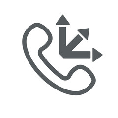 Outgoing call icon with outline handset and arrows
