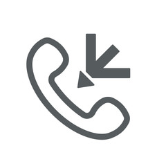 Incoming call icon with outline handset and arrow.