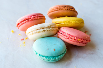 Fototapeta na wymiar Colorful French or Italian Macarons stack / Macaroon Cakes