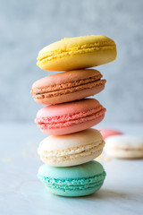 Colorful French or Italian Macarons stack / Macaroon Cakes
