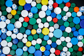 Collection of various colorful plastic screw caps