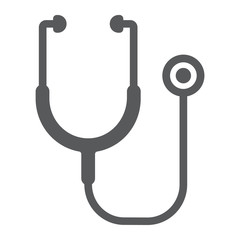 Stethoscope glyph icon, health and clinical, medical sign, vector graphics, a solid pattern on a white background, eps 10.