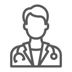 Doctor line icon, medicine and hospital, physician sign, vector graphics, a linear pattern on a white background, eps 10.