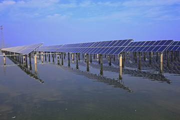 Solar panels on the water