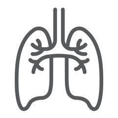 Lungs line icon, anatomy and biology, pulmonology sign, vector graphics, a linear pattern on a white background, eps 10.