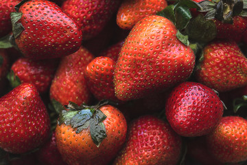 Closeup fresh red organic strawberry 
